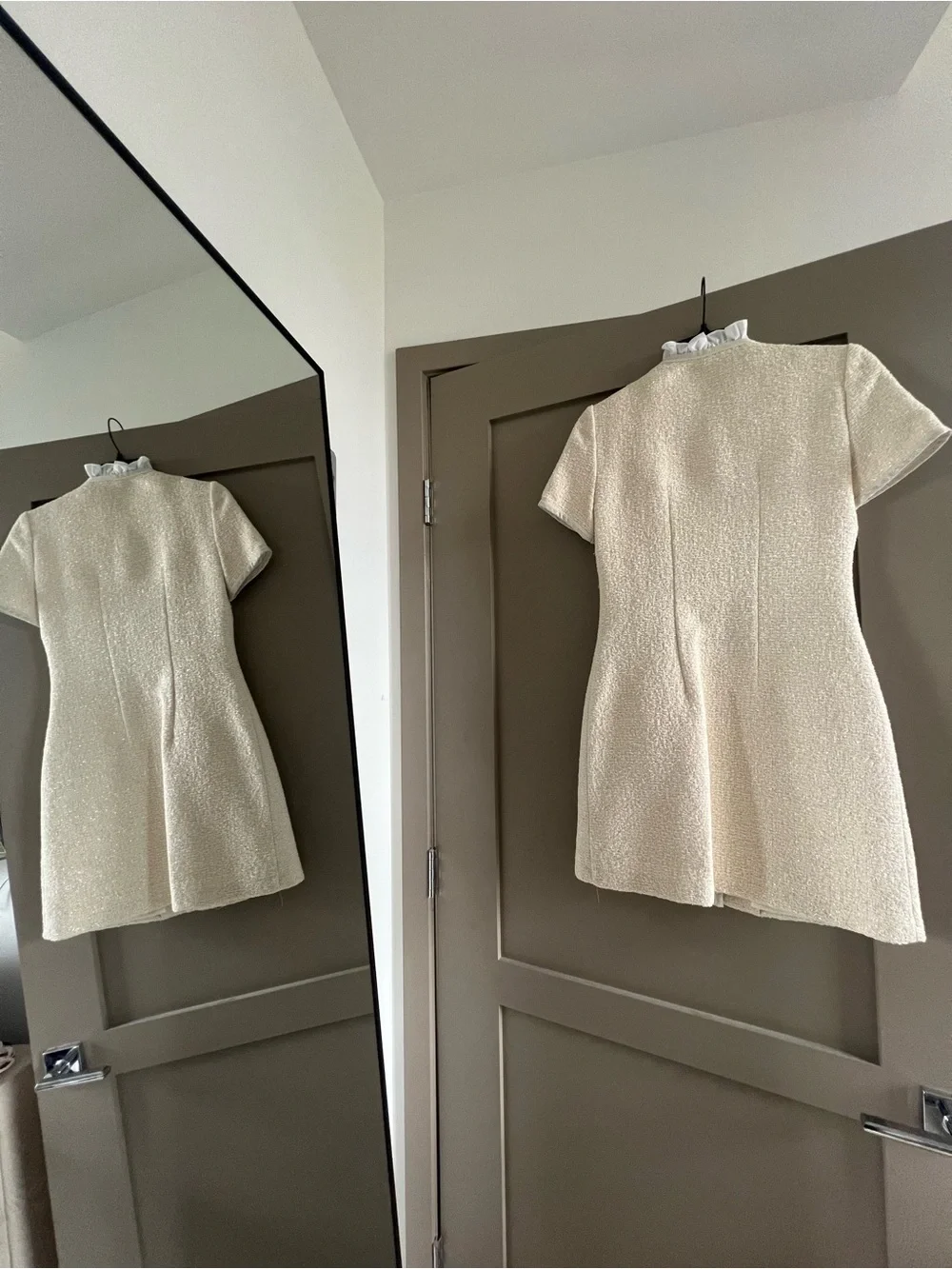 Sandro Cream Tweed Ruffle-Collar Jacket - Picture 6 of 6